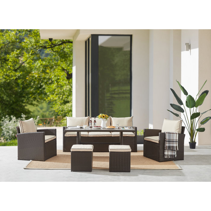 Ivy Bronx Lucan Wicker/Rattan 7 Person Seating Group with Cushions